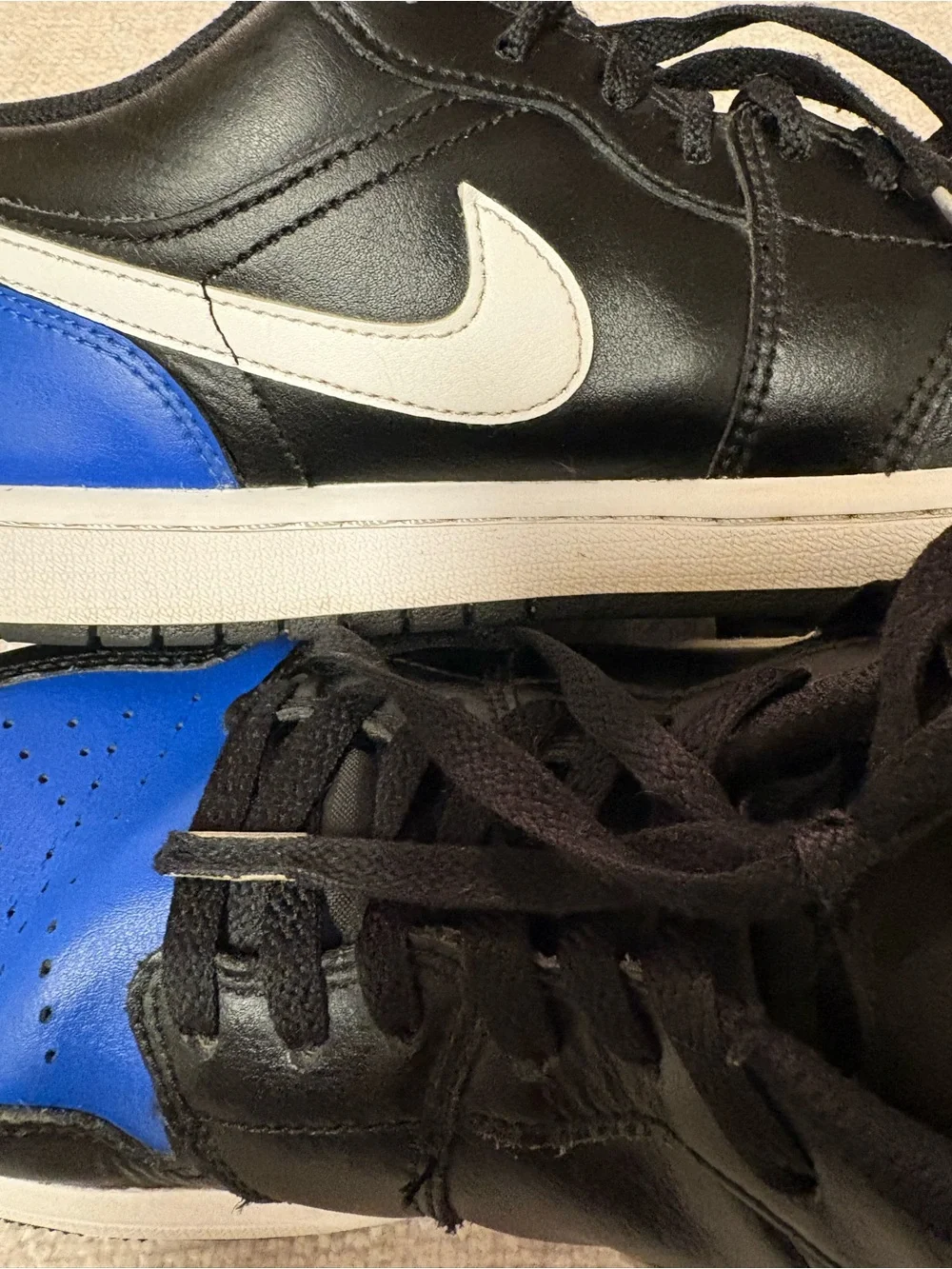 Nike Air Jordan Black and Blue Low-Top Sneakers Size 8.5